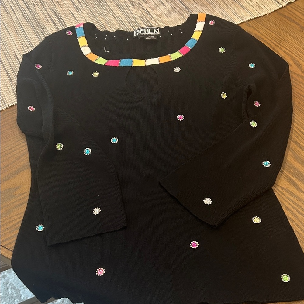 Berek Black Sweater with Colorful Accents